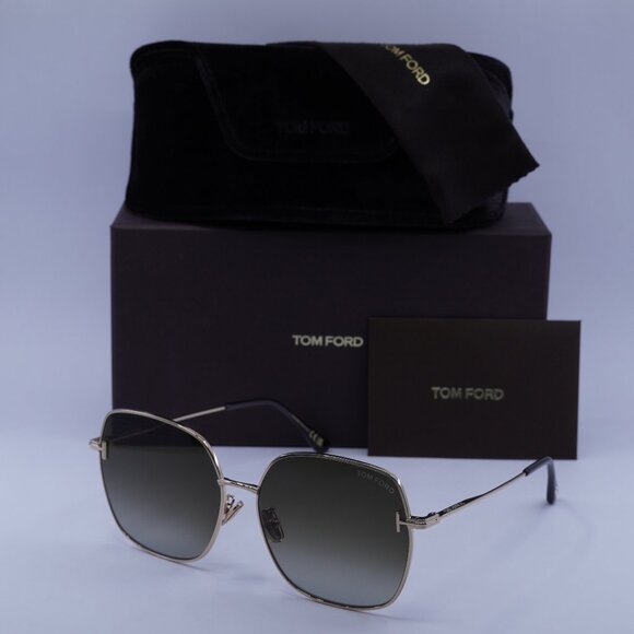 Tom Ford FT1250-K 28F Sunglasses Shiny Rose Gold Square Frame, Brown Lenses - Picture 1 of 9
